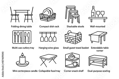 Food centerpiece saving shelf hosting holder stackable space drink icon folding vector
