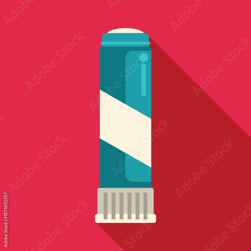 Lip balm staying on a red background with long shadow