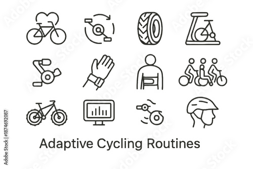 Ride icons adaptive vector cycling helmet light heart inclusive brake icon monitor