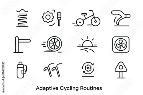 Cycling symbol adaptive vector marker clip gear relaxed icons cooling ride tricycle