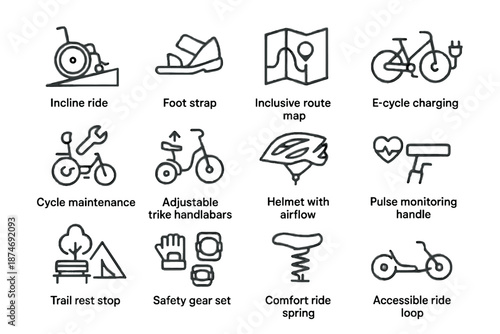 Vector spring adaptive maintenance cycle monitoring inclusive handle ride accessible icon cycling