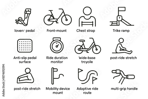 Icons icon monitor vector duration adaptive symbol ramp pedal support strap handle
