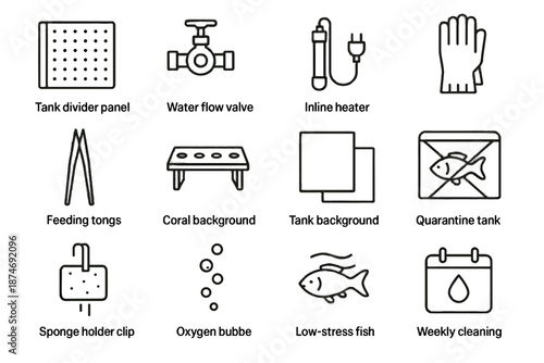 Tank valve vector cleaning aquarium flow divider oxygen inline fish icon mindful