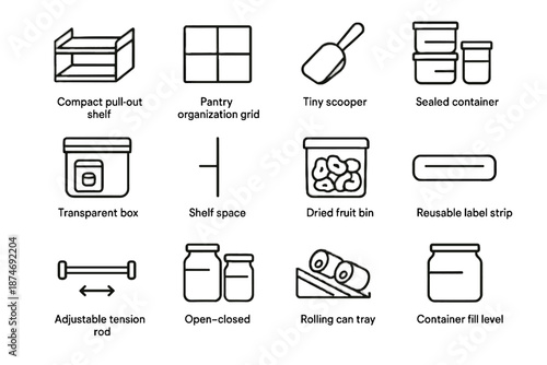 Jar rolling minimalist level vector tiny icon pantry fruit adjustable organization icons
