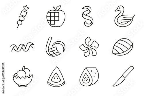 Layering carved minimalist fruit pattern checkerboard icon star mango icons citrus vector