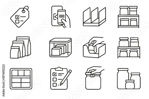 Vector jar planning compartment minimalist small bar icons open item pantry icon