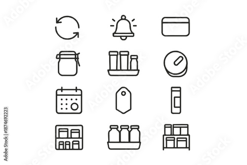 Inventory vector refill view icons tray icon cubby date pantry marker storage