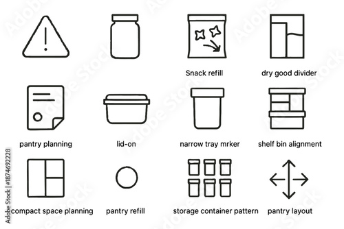 Pantry planning alert refill icon pattern compact snack minimalist space icons vector