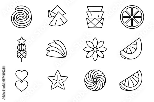 Icon vector peel fruit chunk petals art wedge carved cut minimalist