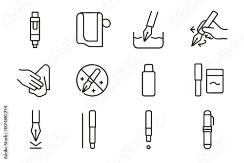 Rest refill care pen vector vertical calibration capped daily icon nib towel