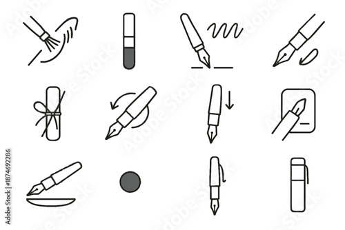 Icon pen vector minimalist daily pattern gentle brush upright care usage cleaning