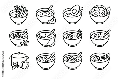 Bowl swirl sweet pepper spiced vector carrot icons dill icon soup minimalist