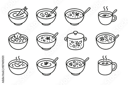 Soup bowl squash icon fennel leek minimalist vector garlic parsnip icons broth