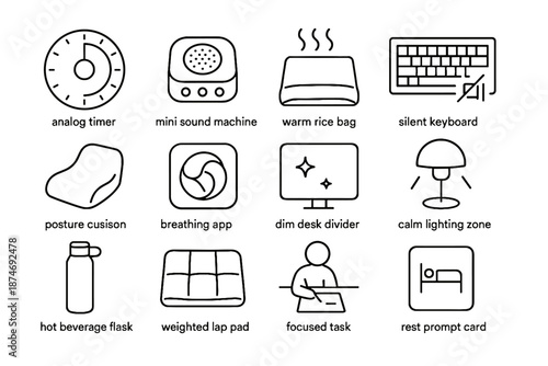 Focused icon calm divider shift night rice timer rest vector warm symbol
