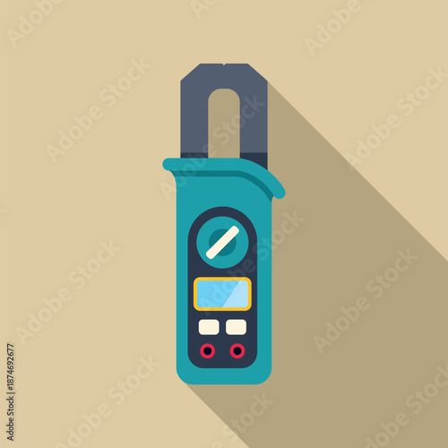 Clamp meter showing an electrical measuring device with flat design style