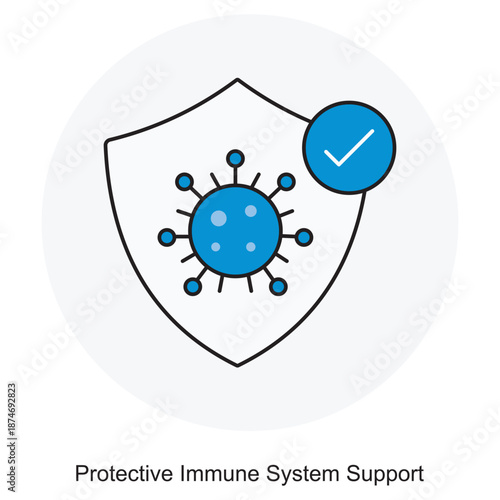 Protective Immune System Support Icon, Strengthen Your Immunity, Natural Defense Boost, Complete Immune Care, vector