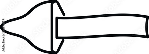 Black and white line art arrow pointing left, representing direction and navigation