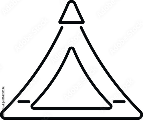 Camping tent line art icon representing outdoor adventure