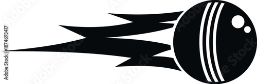 Cricket ball speeding through the air, showing movement and dynamic energy