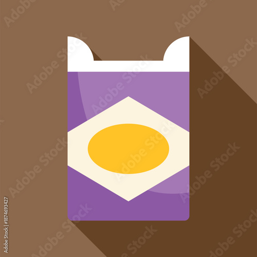 Purple chewing gum pack with a flat design providing a sweet concept