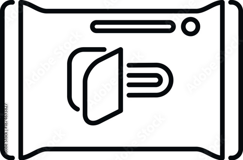 Wet wipes pack, an essential item for hygiene and cleaning, shown in line art