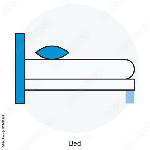 Bed Icon, Luxury Sleep Comfort, Modern Bedroom Furniture, Perfect Rest Space, vector