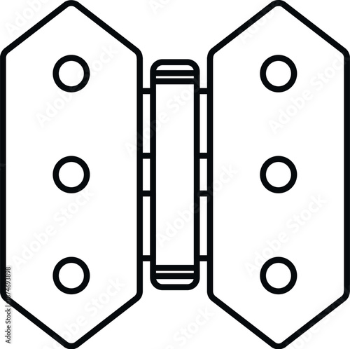 Door hinge outline icon representing construction, renovation, and hardware