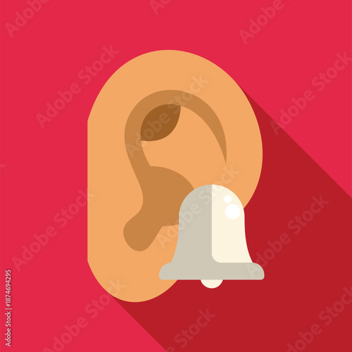 Human ear icon with a ringing bell symbol for hearing alerts or sounds