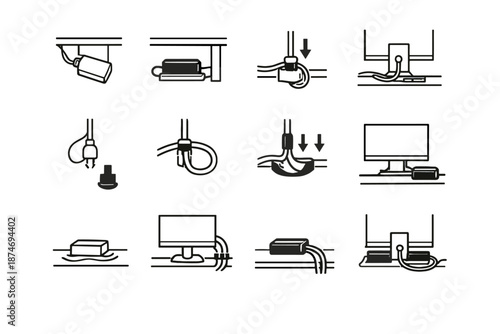 Silhouette power focus stability desk icon vector reduction logic cable supported adapter