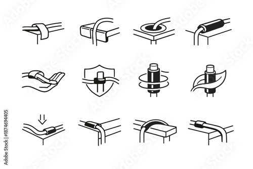 Icon grommet logic calm surface focus protection cable care vector insulation desk