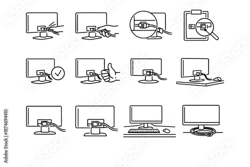 Gentle relief icons test confirmation icon desk ready pull silhouette cable quick