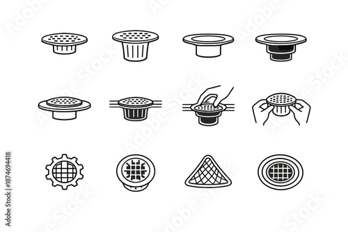 Icon planning bathroom logic vector set geometry shallow calm focus silhouettes vs