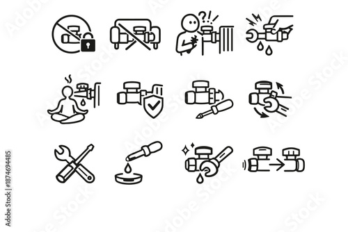 Logic vector radiator furniture set correction icon warning awareness crossed valve calm