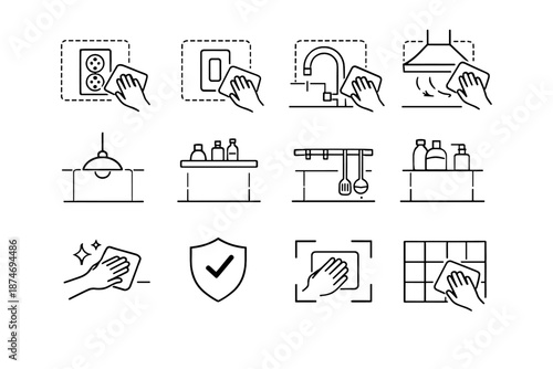 Calm icons switch outlet access kitchen icon clearance minimalist fixtures vector logic