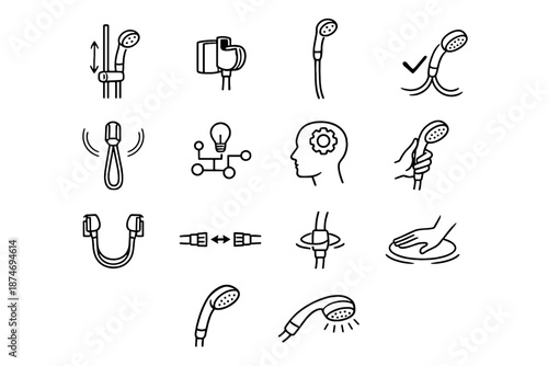Icon hang height focus hose holder vector shower calm planning wall silhouette