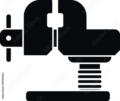 Bench vise icon on a white background representing holding and fixing tools in a workshop