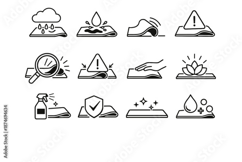 Silhouette logic wet calm mat vector deformation edge prevention control icon hygiene