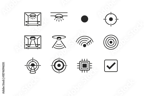 Small location silhouette fridge logic vector focus sensor dot light icons icon