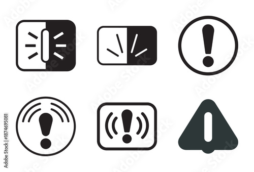 Set of car warning and indicator lights icons