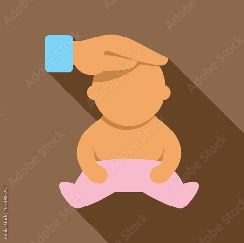 Hand gently touching baby's head, representing care, protection, and parenting