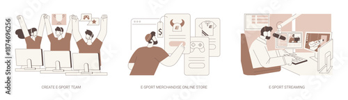 E-sport business isolated cartoon vector illustrations se