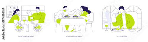 Dinner out isolated cartoon vector illustrations se