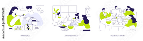 Asian cuisine isolated cartoon vector illustrations se