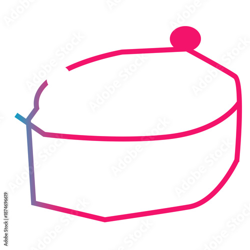 A minimalist line-art icon of a traditional Southeast Asian Muslim cap peci featuring a gradient outline vector