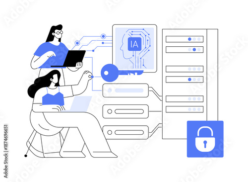 Federated Learning for Data Privacy abstract concept vector illustration.