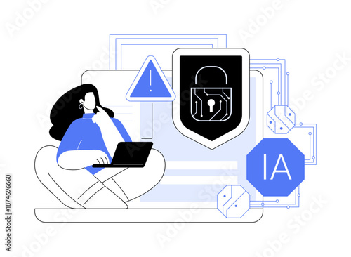 Cybersecurity AI for Threat Detection abstract concept vector illustration.