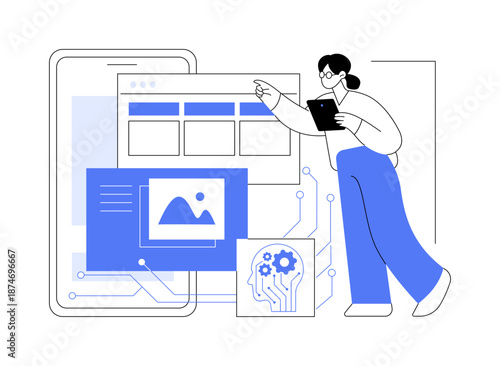 AI-Driven Personalized User Interfaces abstract concept vector illustration.