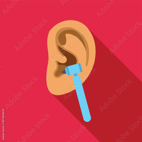 Human ear being examined with an otoscope for audiology health