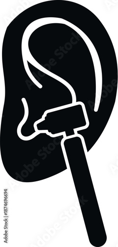 Ear undergoing examination with an otoscope for audiology care and medical diagnosis