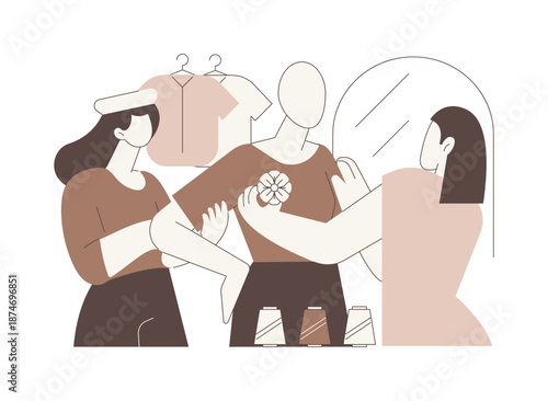 Decorating clothes isolated cartoon vector illustrations.